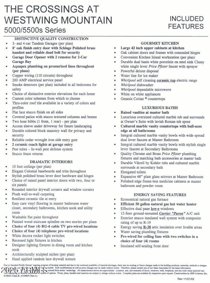 Builder Feature Sheet