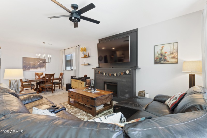 Living room with fireplace