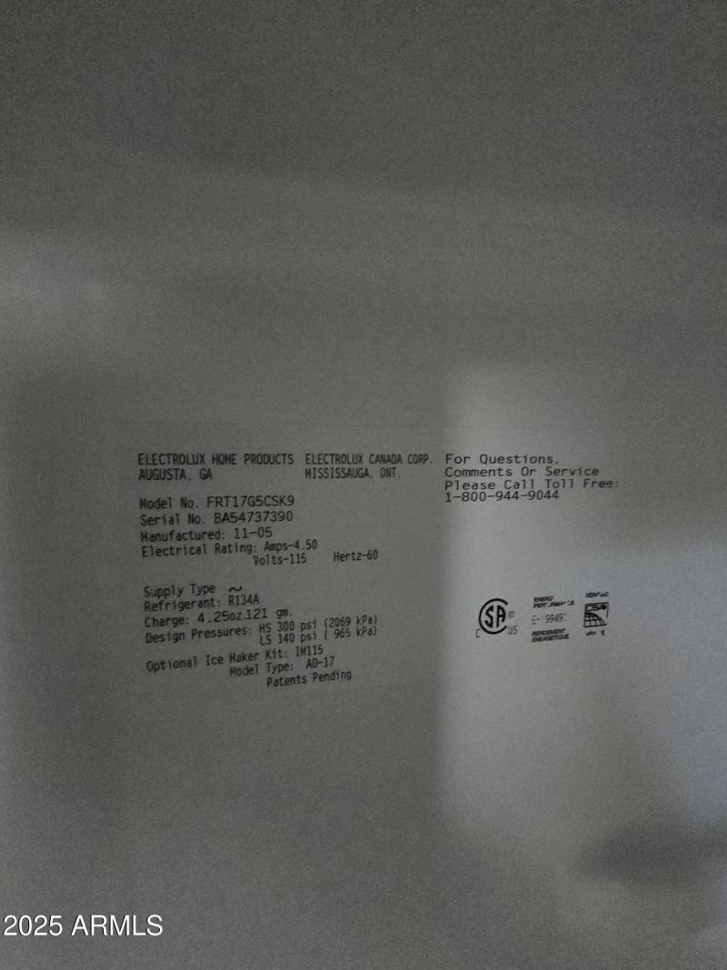 refrigerator model #