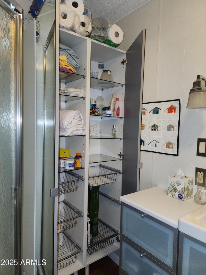 65. A larger mirrored storage cabnet ope