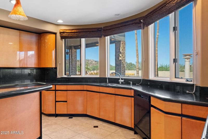 kitchen with view of pool