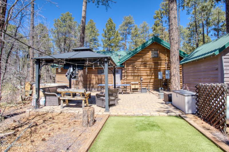 Grass area by gazebo