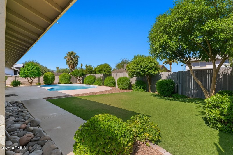 Backyard with landscaping