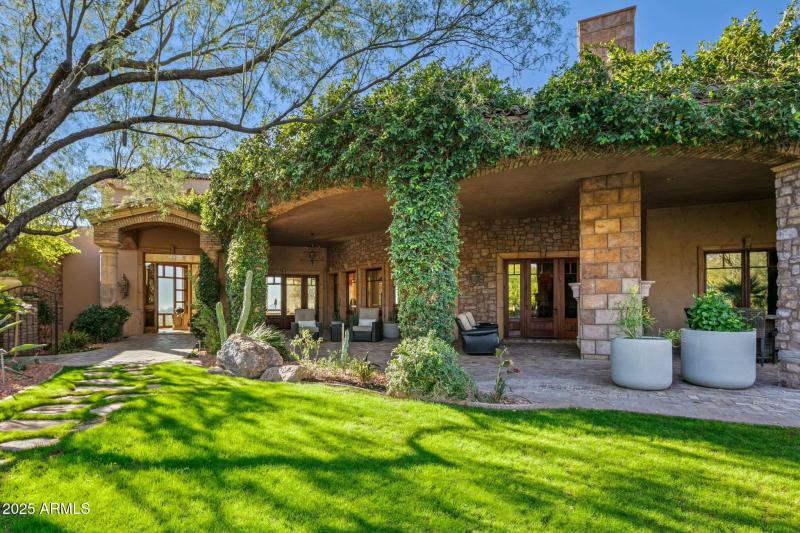 Covered Patio with Stone Path