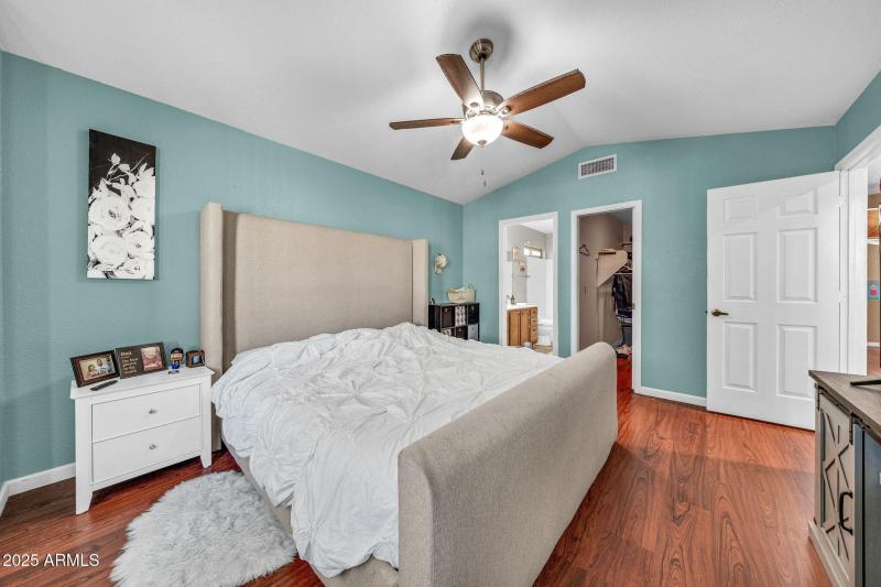 Vaulted ceiling in master bedroom