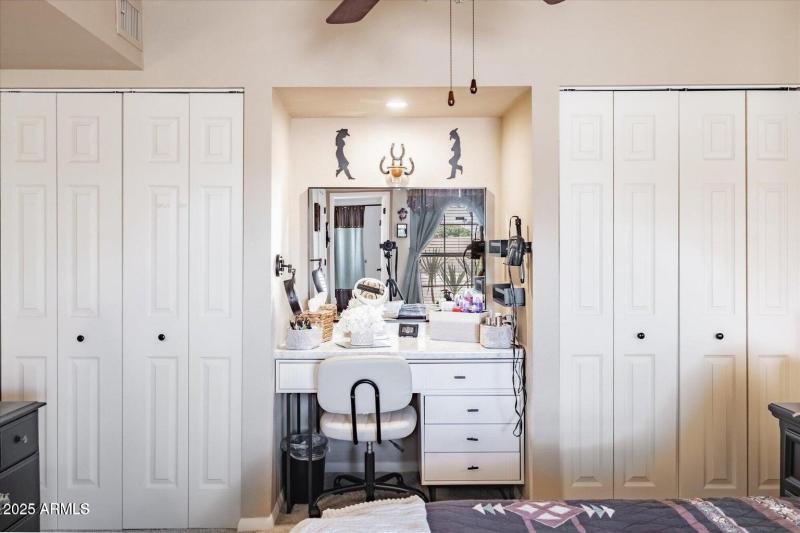 Vanity & side by side new closets