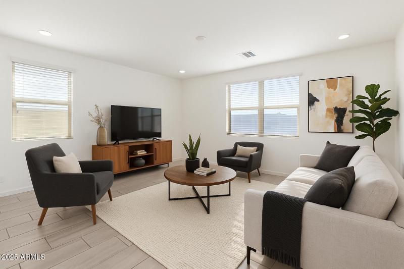 Living room digitally staged