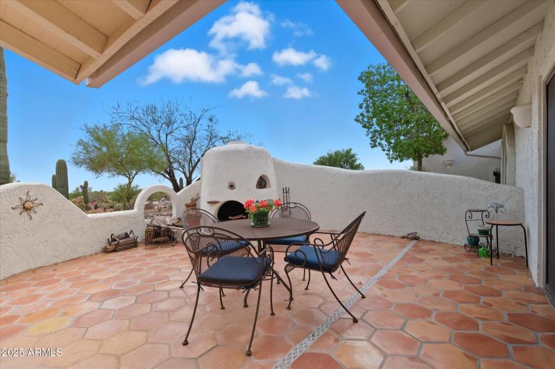 Front patio with fireplace