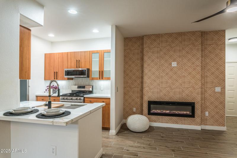 Custom Designed Wall with Fireplace