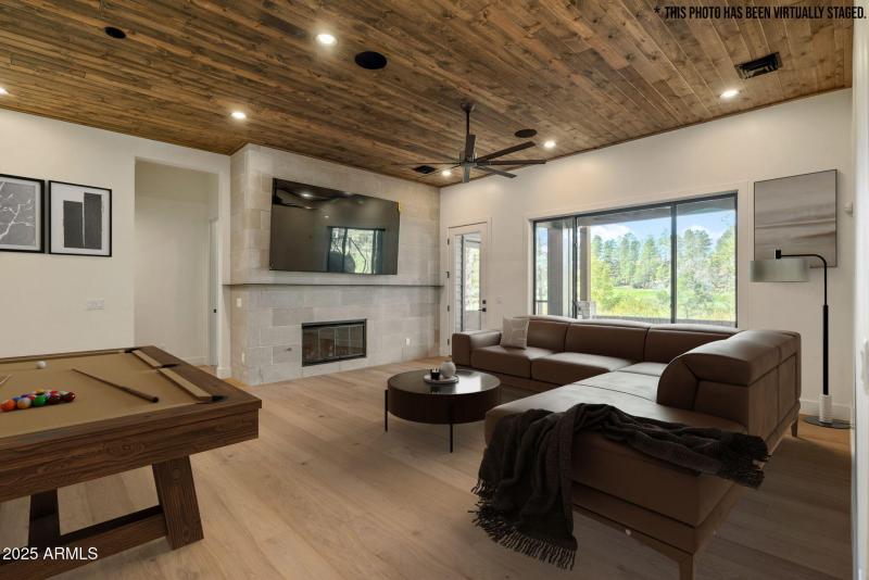 Digitally Staged Lower Level Living Room