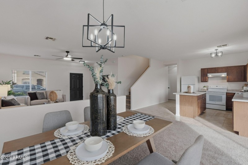 Dining view to LR & Kitchen