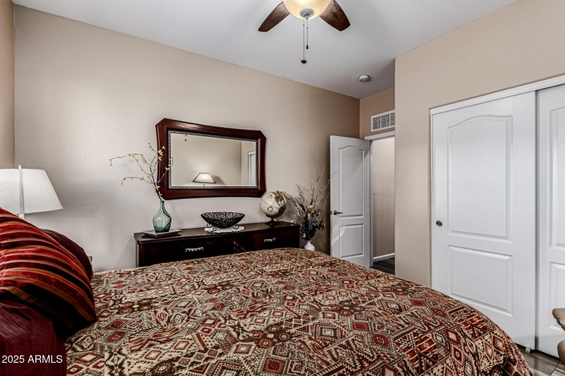Guest bedroom looks out at Gila Trail