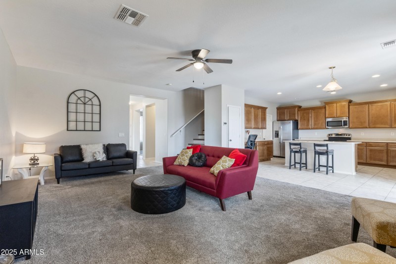 spacious kitchen opens to great room