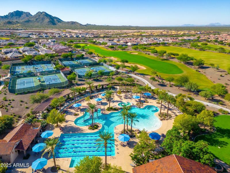 Massive heated swimming pools