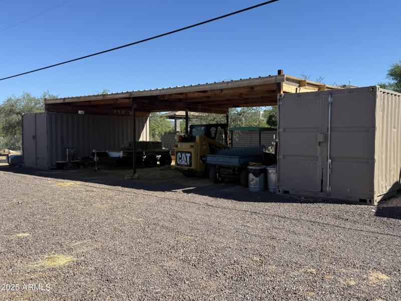 Covered storage area with two 20' conex