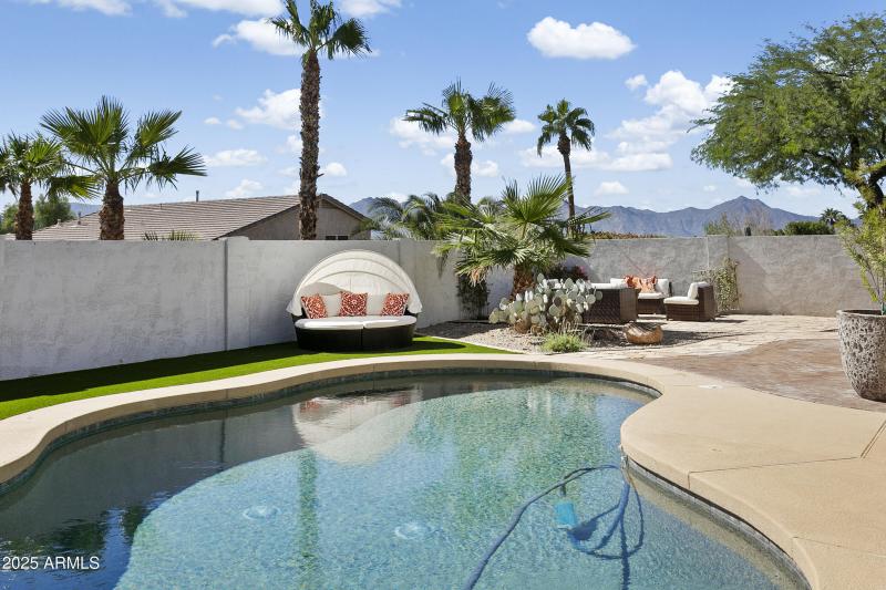 Pool with new hardscape