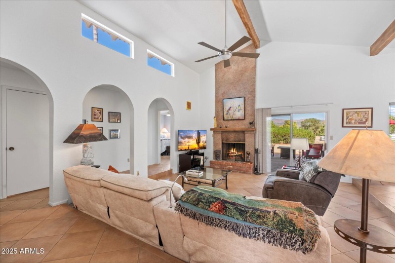 Family room with cozy fireplace