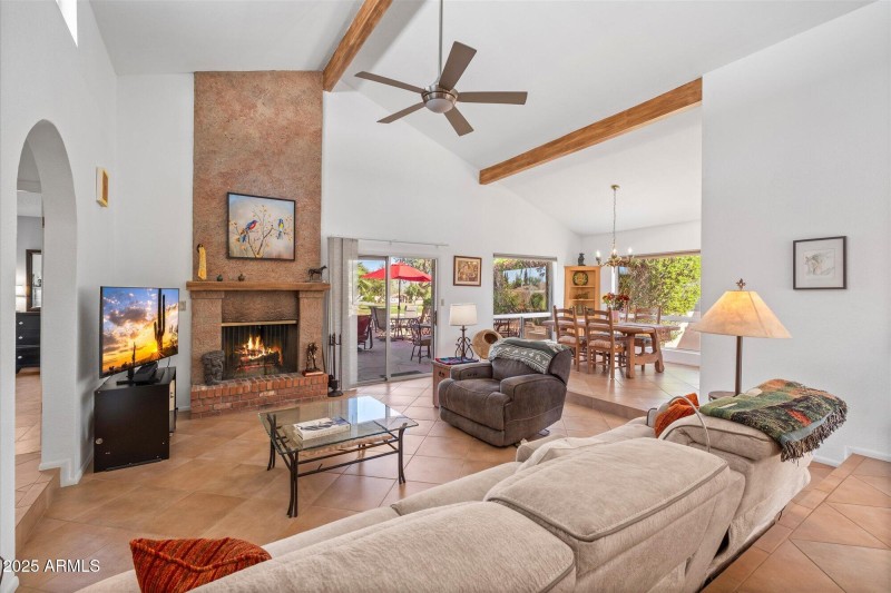 Family room with fireplace