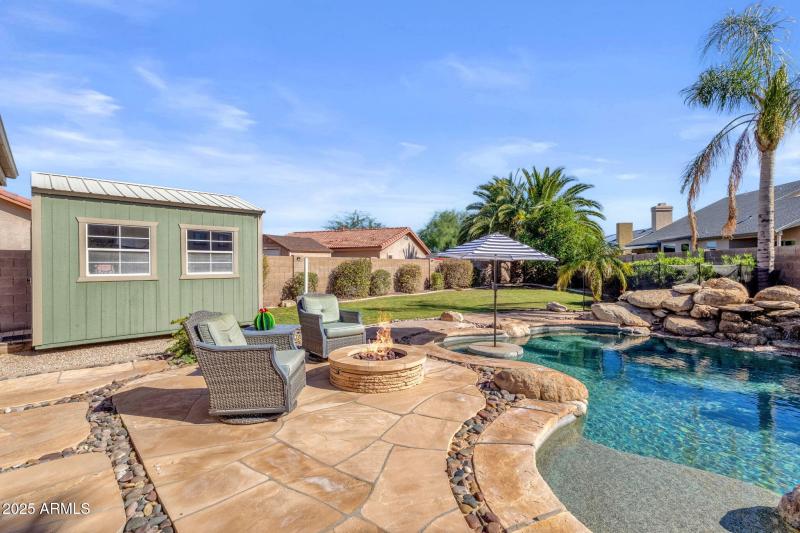 Poolside Seating and Firepit