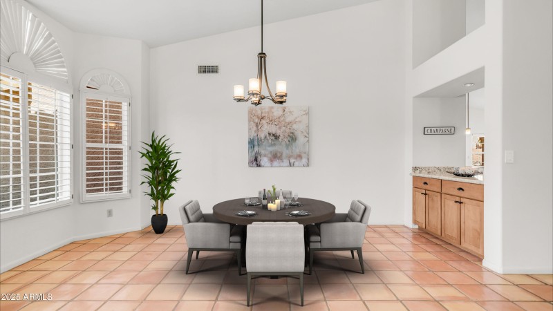 Dining room with drybar