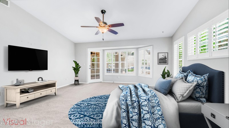 Primary bedroom staged