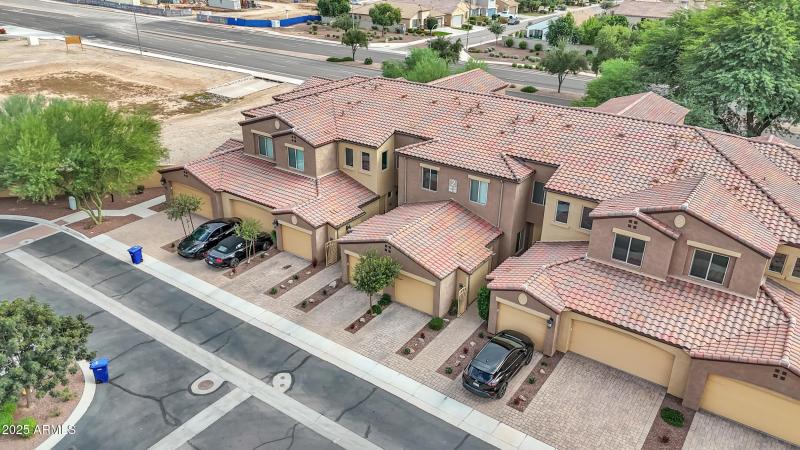 Drone view of property