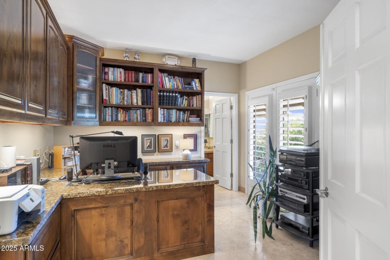 Office w/ Custom Built-Ins & Powder Rm