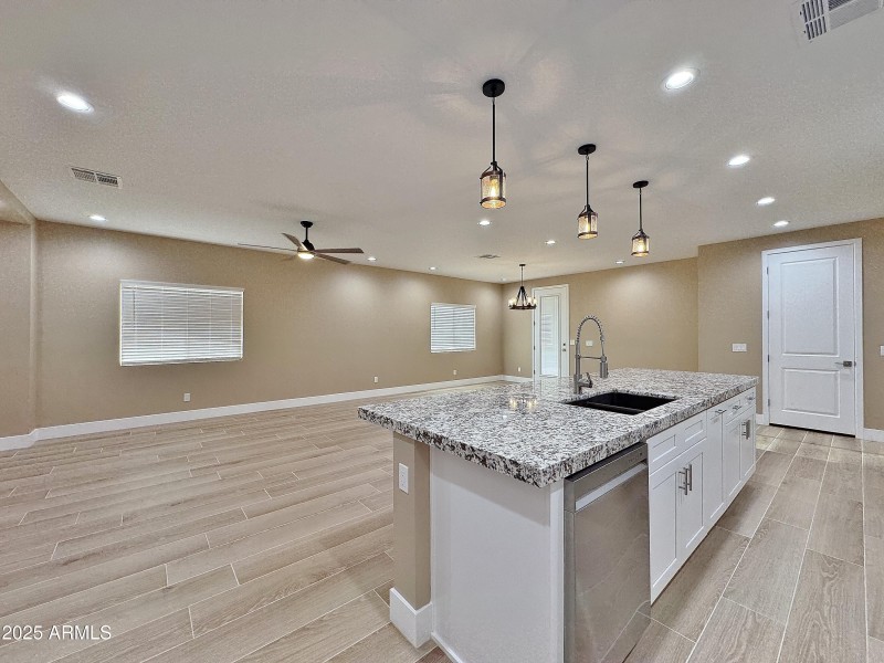 Great room from kitchen