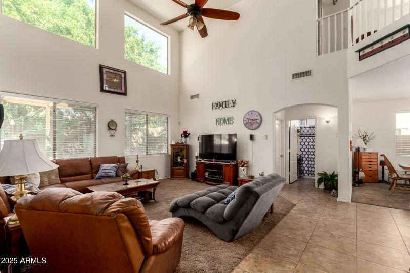 Expansive Living Room with High Ceilings