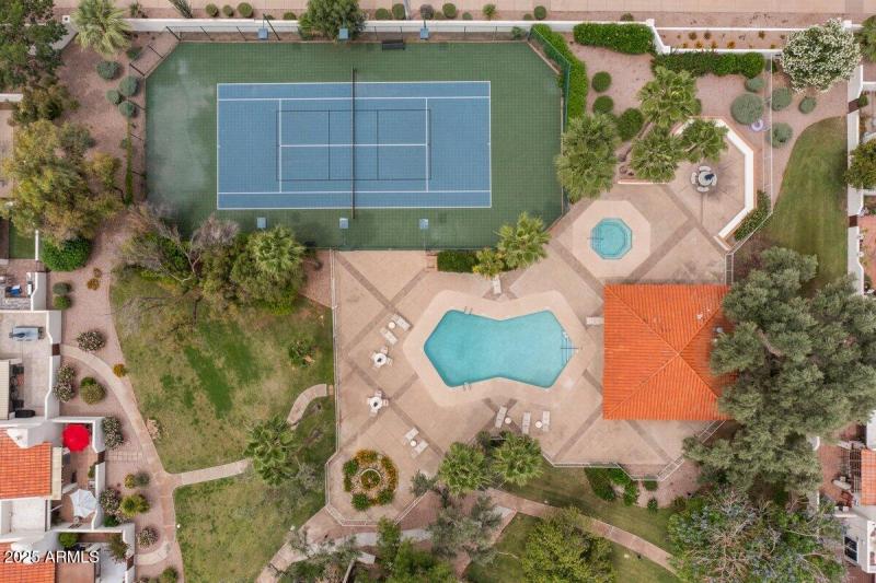 Aerial community pool and tennis 5