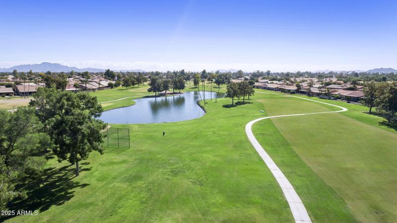 Aerial view - lake on golf course