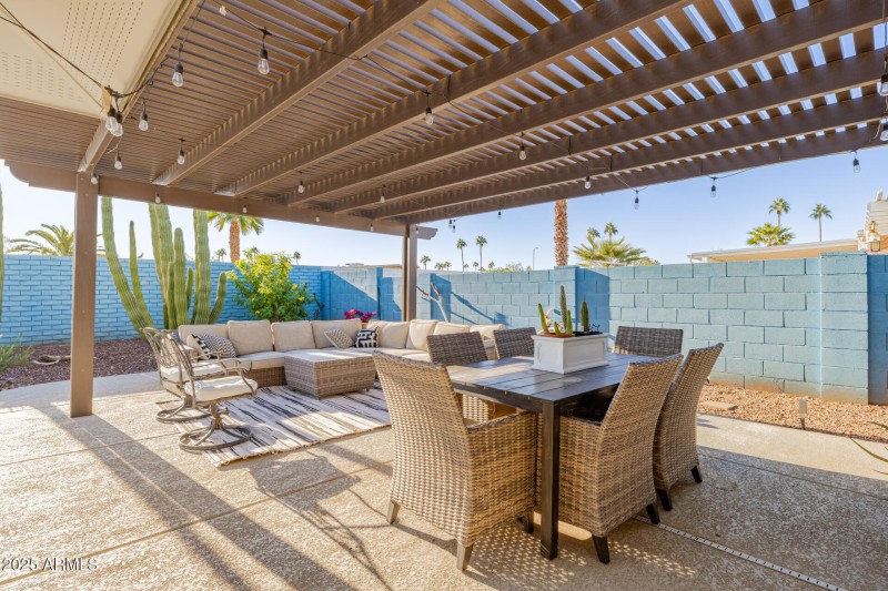 View of outdoor dining area