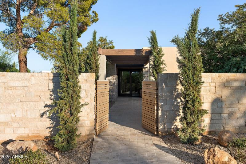 Gated front courtyard