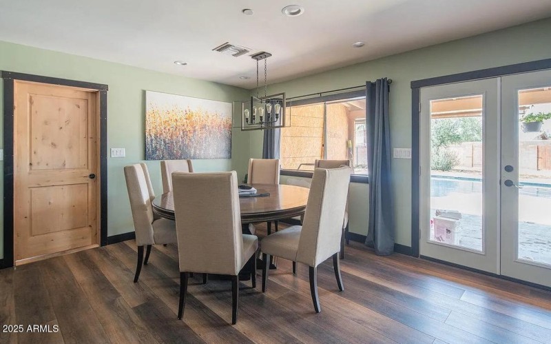 Dining and doors to patio