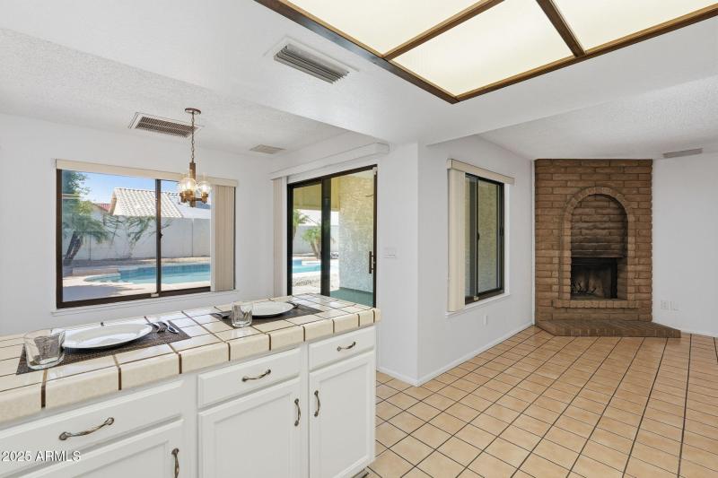 kitchen family room view pool view