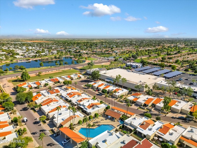 Aerial view of neighborhood