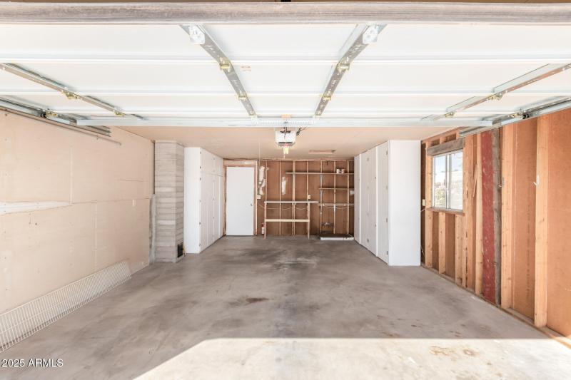 Garage with cabinets