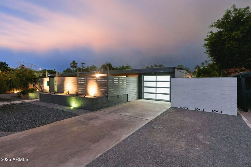 Front of home at night