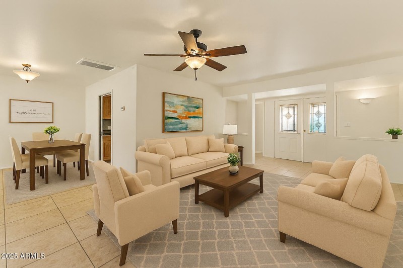 VIRTUALLY STAGED LIVING / DINING ROOM