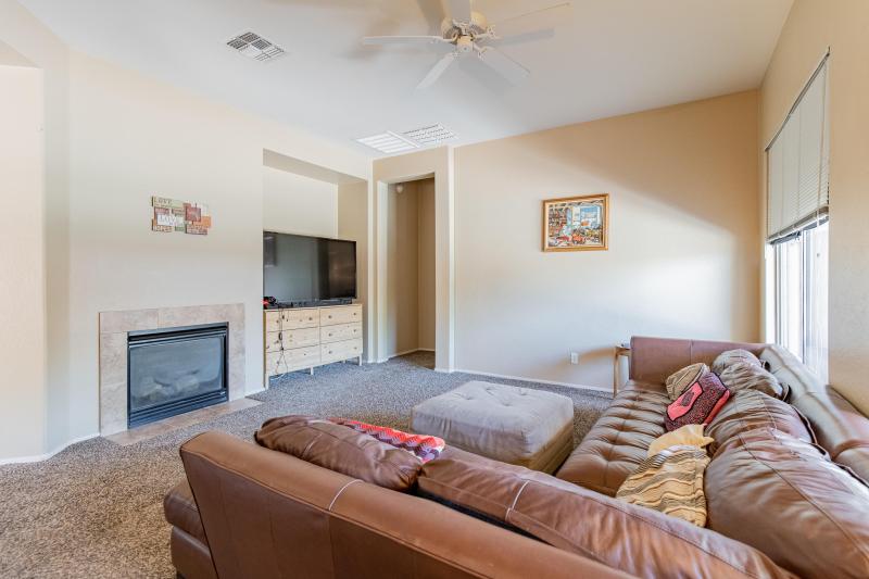 Family room with fireplace