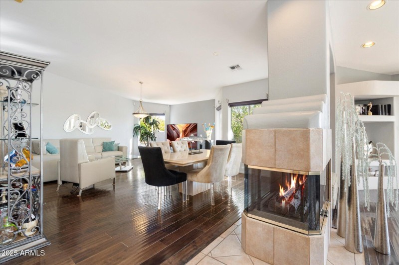 Stylish dualsided fireplace