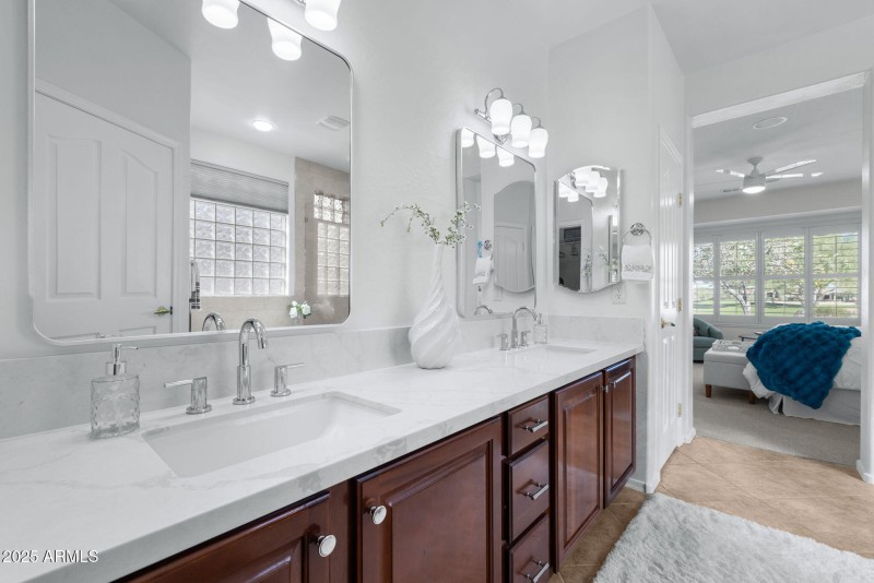 Master Bathroom Quartz, Cherry, Chrome