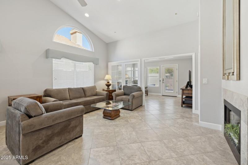 High Volume Ceilings & Fireplace