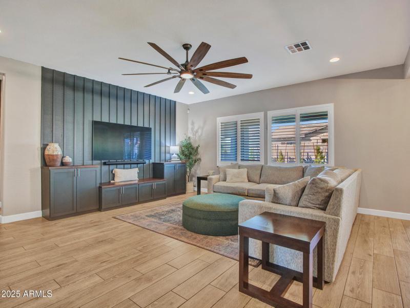Living area with custom wall
