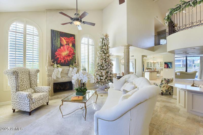 GAS FIREPLACE; SOARING CEILINGS