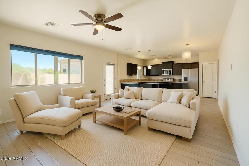 great room virtually staged and updated