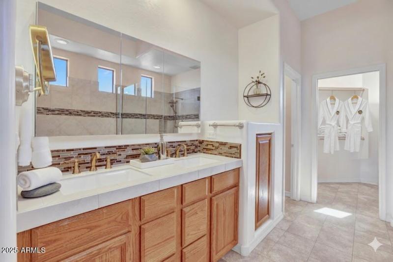 Upper primary bath virtually staged