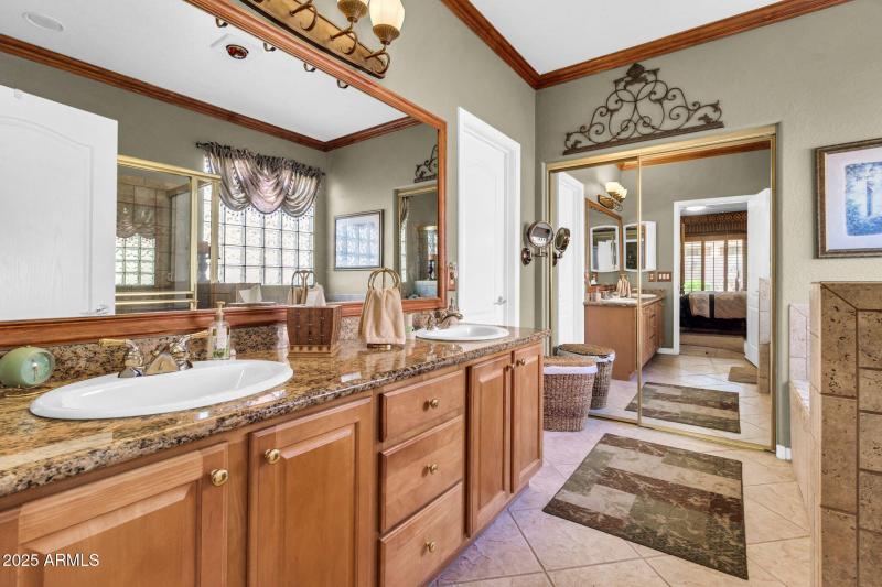 Primary Bathroom with Crown Molding