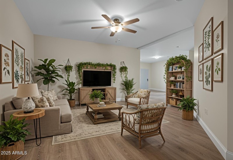 virtually staged downstairs living room