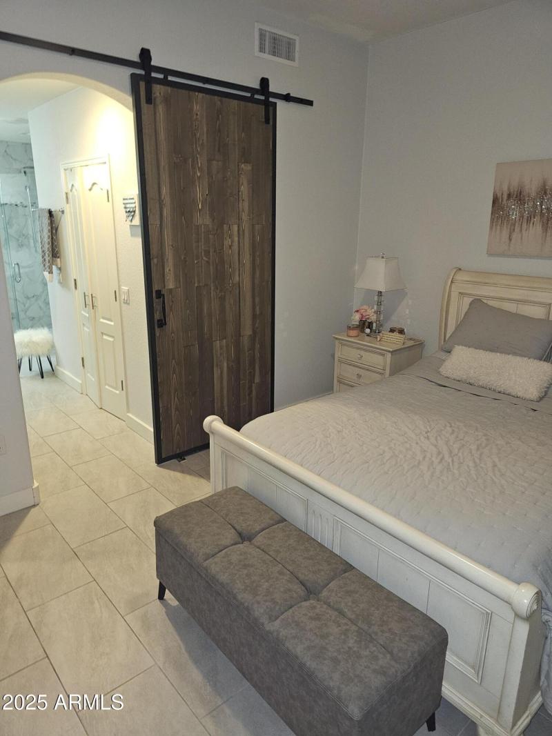 Master With Barn Door Into Bath